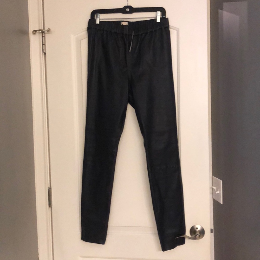 J Crew navy stretch leather straight leg - classic